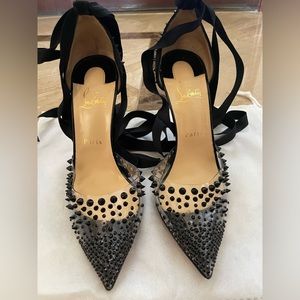 Christian Louboutin Mechante Reine 100 PVC black spikes bling pumps heels